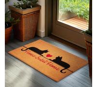 BRUBAKER Paillasson pour Extérieur et Intérieur - Home Sweet Home - 45x75 cm Tapis de Propreté 100% Coco avec Chats - Paillasson Imperméable et Antidérapant pour Porte de Maison et Terrasse - Marron