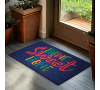 BRUBAKER Paillasson pour Extérieur et Intérieur - Home Sweet Home - 45x75 cm Tapis de Propreté 100% Coco - Paillasson Imperméable et Antidérapant pour Porte de Maison et Terrasse - Bleu Coloré