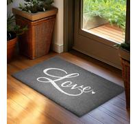 BRUBAKER Paillasson pour Extérieur et Intérieur - Love - 45x75 cm Tapis de Propreté 100% Coco - Paillasson Imperméable et Antidérapant avec Écriture Scintillante pour Porte de Maison - Gris