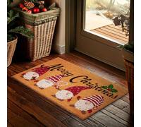 BRUBAKER Paillasson pour Extérieur et Intérieur - Merry Christmas - 45x75 cm Tapis 100% Coco avec des Lutins de Noël - Paillasson Imperméable et Antidérapant pour Porte de Maison - Marron Coloré