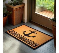 BRUBAKER Paillasson pour Extérieur et Intérieur - Welcome on Board - 45 x 75 cm Tapis de Propreté 100% Coco - Imperméable et Antidérapant pour Porte de Maison, Jardin et Patio - Style Maritime
