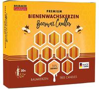 BRUBAKER Paquet de 20 bougies d'arbre 10% cire d'abeille Bougies de Noël Bougies pyramidales Bougies d'arbre de Noël Jaune miel