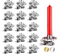 BRUBAKER Paquet de 20 Porte-bougies pour arbre de Noël - Porte-bougies vintage argent - Pince à bougie traditionnelle avec clip
