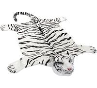Brubaker Peau de Tiger en Fausse Fourrure - Tiger Blanc - 130 x 120 cm - Tapis de Cheminée