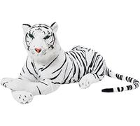 BRUBAKER Peluche de Tigre 75 cm - Couché Peluche de Tigre - Blanc