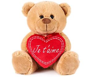 BRUBAKER - Peluche Douce - Ours/Nounours avec Cœur 'Je t'aime' - 25 cm - Brun Clair