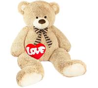 BRUBAKER Peluche géante XXL - Ours/Nounours - 150 cm - Beige - Cœur en Peluche 'Love' Inclus