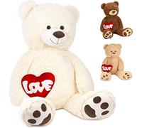 BRUBAKER Peluche géante XXL - Ours/Nounours - 100 cm - Blanc - Cœur en Peluche 'Love' Inclus