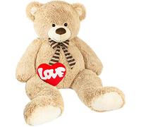 BRUBAKER Peluche géante XXL - Ours/Nounours - 150 cm - Beige - Cœur en Peluche 'Love' Inclus