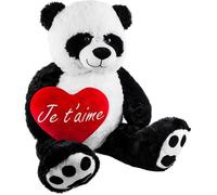 BRUBAKER Peluche géante XXL - Panda Nounours - 100 cm - Cœur en Peluche 'Je t'aime' Inclus