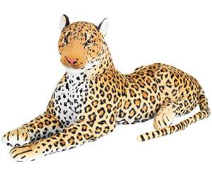 BRUBAKER Peluche Léopard 110 cm Couché - Peluche XL - Grand Chat Marron