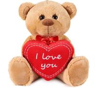 BRUBAKER Peluche Ours / Nounours - 35 cm - Brun - Cœur en Peluche 'I Love You' Inclus