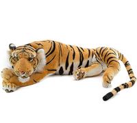 BRUBAKER Peluche Tigre Marron 60 cm - Peluche Couchée Réaliste - Roi de la Jungle