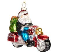 BRUBAKER Père Noël cool sur moto avec lunettes de soleil Boule de Noël en verre - Décorations de Noël Peintes à la main Drôle - Boule de Noël