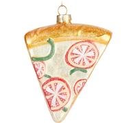 BRUBAKER Pizza Boule de Noël en verre - Peinte à la main - Décorations de Noël Pièce de Pizza Drôle - Boule de Noël Figurines Décorations de Noël Pendentif