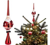 BRUBAKER Pointe de sapin de Noël épaisse - Pointe brillante - 35 cm - Père Noël - Décoration de sapin de Noël - Rouge