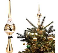 BRUBAKER Pointe de Sapin de Noël Grosse Père Noël - Pointe de Sapin de Noël Brillante - 35 cm Grande Pointe de Sapin Père Noël - Décoration de Sapin de Noël - Flèche - Doré