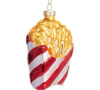 BRUBAKER Pommes Frites - Boule de Noël en verre peinte à la main - Décorations de Noël Figurines amusantes Pendentif Déco Boule d'arbre - 10.5 cm