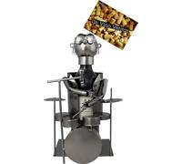 BRUBAKER Porte-bouteille à vin Batteur - Objet de décoration en métal - Porte-bouteille - avec carte de vœux pour cadeau de vin