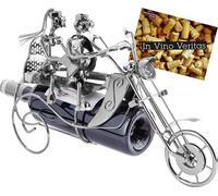 BRUBAKER Porte-bouteille Couple sur Moto Métal Sculpture Cadeau avec carte cadeau