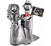 BRUBAKER Porte-bouteille de champagne - Couple marié - Mariage - Métal - Carte de vœux incluse - Idée cadeau originale - Objet