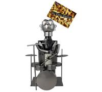 BRUBAKER - Porte-Bouteille de vin - Batteur/Percussionniste - Métal - Carte de vœux Incluse - Idée Cadeau Originale - Objet décoratif