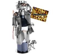 BRUBAKER - Porte-bouteille de vin - Chasseur avec chien - Sculpture en Métal - Carte de voeux incl. - Idée cadeau originale