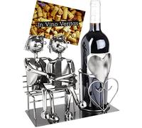 BRUBAKER - Porte-Bouteille de Vin - Couple d'amoureux Gay sur Banc - Sculpture en Métal - Carte de Voeux INCL. - Idée Cadeau Originale