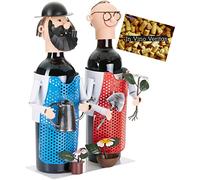 BRUBAKER Porte-Bouteille de vin - Couple dans Jardin/Jardiniers - Métal - Carte de vœux Incluse - Idée Cadeau Originale - Objet décoratif