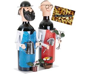 BRUBAKER Porte-Bouteille de vin - Couple dans Jardin/Jardiniers - Métal - Carte de vœux Incluse - Idée Cadeau Originale - Objet décoratif