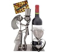 BRUBAKER - Porte-Bouteille de vin - Couple marié/Mariage - Sculpture en Métal - Carte de voeux INCL. - Idée Cadeau Originale
