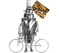 BRUBAKER - Porte-Bouteille de vin - Cycliste/Randonnée à vélo - Sculpture en Métal - Carte de voeux INCL. - Idée Cadeau Originale