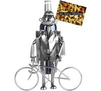 BRUBAKER - Porte-Bouteille de vin - Cycliste/Randonnée à vélo - Sculpture en Métal - Carte de voeux INCL. - Idée Cadeau Originale