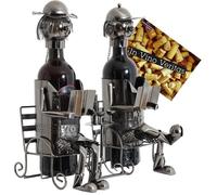 BRUBAKER Porte-bouteille de Vin décoratif - Sculpture en Métal - Idée cadeau - Couple sur le Banc - 6056