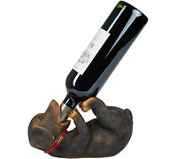 BRUBAKER Porte-bouteille de vin en forme de chien assoiffé - Teckel - Porte-bouteille - Animaux qui boivent - Porte-bouteille amusant - Figurine décorative peinte à la main - Accessoire de bar