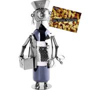 BRUBAKER Porte-bouteille de vin Infirmière - Sculpture en métal Porte-bouteille - 23 cm - Cadeau de vin aussi pour infirmière de santé publique Infirmière - avec carte de vœux