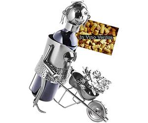 BRUBAKER - Porte-Bouteille de vin - Jardinière - Sculpture en Métal - Carte de voeux INCL. - Idée Cadeau Originale