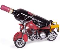 BRUBAKER - Porte-Bouteille de vin - Moto Side-Car Rouge - Sculpture en Métal - Carte de voeux INCL. - Idée Cadeau Originale