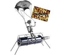 BRUBAKER Porte-Bouteille de vin - Parachutiste - Métal - Carte de vœux Incluse - Idée Cadeau Originale - Objet décoratif
