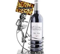 BRUBAKER - Porte-Bouteille de vin - Pompier sur échelle - Sculpture en Métal - Carte de voeux INCL. - Idée Cadeau Originale