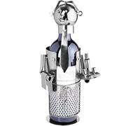 BRUBAKER Porte-Bouteille de vin - Serveur/Sommelier - Sculpture | Métal - Carte de voeux incl. - Idée cadeau originale