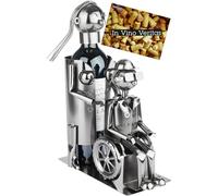 BRUBAKER Porte-Bouteille de Vin Soignant avec Fauteuil Roulant - Sculpture en Métal avec Fauteuil Roulant - Cadeau pour Personnes en Fauteuil, Les Infirmiers et Les Aides-Soignants avec Carte Cadeau