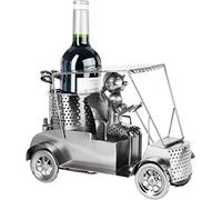 BRUBAKER Porte-Bouteille Golfeuse dans Une Voiturette de Golf - Sculpture Métallique Golf Cadeau pour Golfeuse Fans de Golf et Sportifs - Porte-Bouteille Vin Décoration Vin avec Carte Cadeau