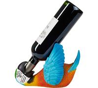 BRUBAKER Porte-bouteille Perroquet assoiffé - Animaux ivres - Drôle - Oiseau Déco Figure peinte à la main Multicolore - Cadeau de vin