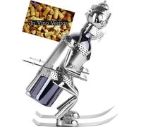 BRUBAKER Porte-bouteille Skieur en métal Sculpture Cadeau avec carte cadeau