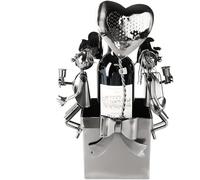 BRUBAKER Porte-Bouteilles à Vin Ballons à Cœur - Porte-Bouteilles en Métal Couple avec Cœurs et Verres à Vin - 33 cm Cadeau à Vin pour Les Amoureux - Porte-Bouteilles avec Carte de Voeux