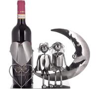 Brubaker Porte-bouteilles à vin Couple d'amoureux sur la lune - Couple Sculpture Métal - Porte-bouteilles - avec carte de voeux pour cadeau de vin