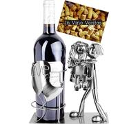 BRUBAKER Porte-Bouteille de Vin Couple d’Amoureux Métal Argenté + Carte-Cadeau