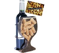 BRUBAKER Porte-Bouteilles de Vin avec Rangement des Bouchons - Décoration en Métal pour Verre à Vin avec Boîte de Collecte pour Les Bouchons de Vin - Objet décoratif