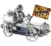 BRUBAKER - Porte-Bouteille de vin - Camion de Pompiers - Sculpture en Métal - Carte de voeux INCL. - Idée Cadeau Originale